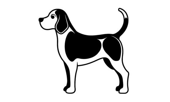 Beagle Dog Black and White Illustration