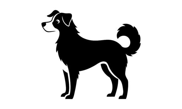 Black and White Dog Silhouette