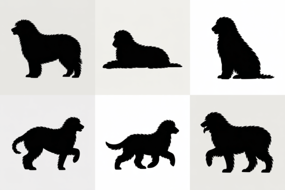 Black Silhouette of a Fluffy Dog Breed