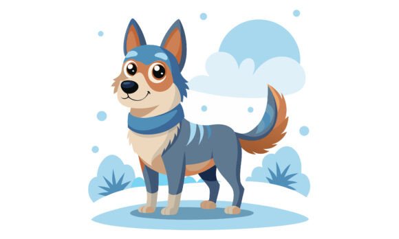 Cute Cartoon Dog in Winter Landscape Design Review