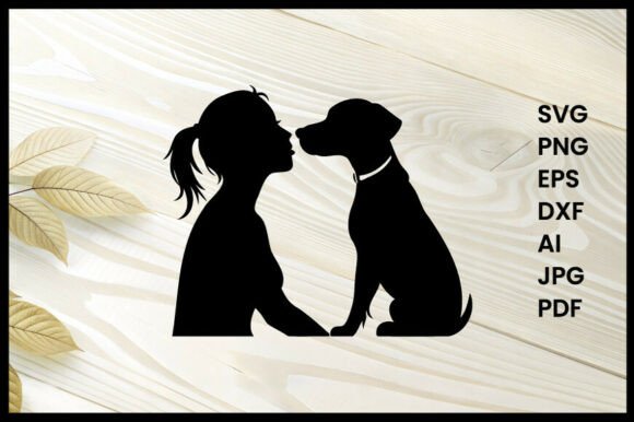 Dog Licking Owner Silhouette Vector