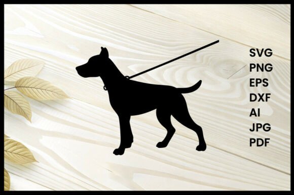 Dog Pulling Leash Silhouette Vector