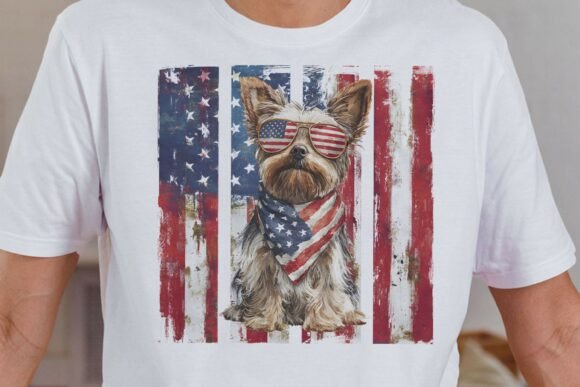 Patriotic Yorkshire Terrier Dog PNG