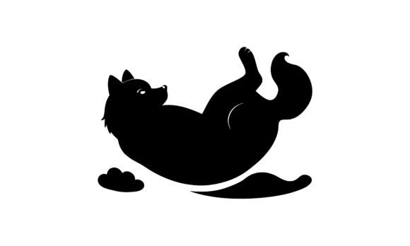 Playful Black Dog Silhouette on White