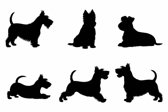 Scottish Terrier Dog Silhouette Poses
