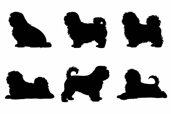 Shih Tzu Dog Silhouettes in Various Pose Review