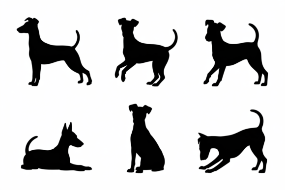 Silhouette Poses of a Black Dog