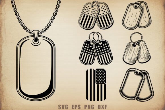 USA Dog Tag Vector Set